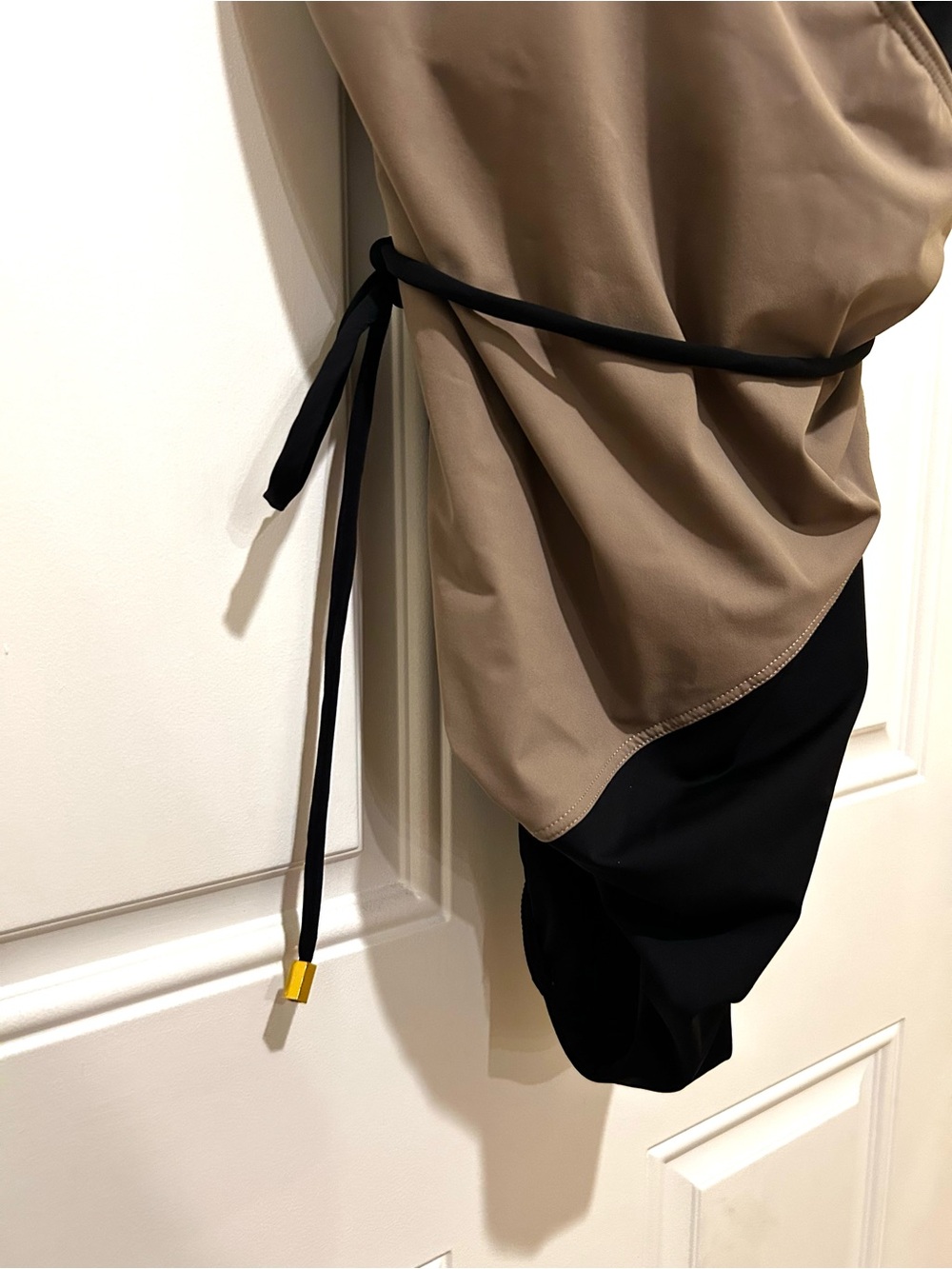 Givenchy Two-Tone Wrap One-Piece Swimsuit - Black & Taupe - Picture 4 of 9